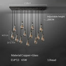 Axyaa Large Water Droplets Glass LED Chandelier for Modern Living Spaces
