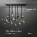 Axyaa Glass Water Droplets LED Chandelier for Modern Living Spaces, Hotels, and Villas