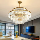 Axyaa Golden Crystal LED Chandelier for Elegant Living Spaces