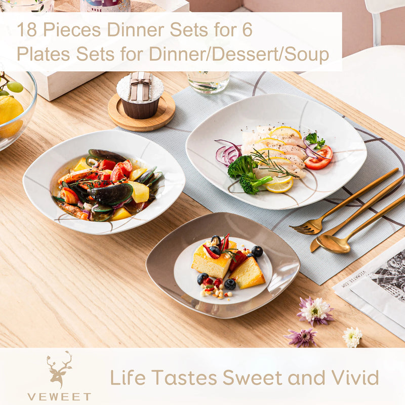 Axya™ 36-Piece Ceramic Porcelain Kitchen Dinner Plates Set - Tableware Collection