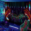 Axyaa UV Mushroom Fractal Tapestry - Psychedelic Wall Art for Bedroom, Dorm Room