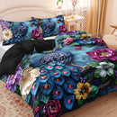 Axyaa Floral Duvet Cover Set with 2 Pillowcases - All-Season Animal Print, Breathable
