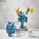 Axyaa Blue Stripes Glass Vase Table Decoration Hydroponics Room Decor