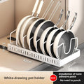 Axyaa Pot Lid Storage Rack: Under Cabinet Sliding Organizer for Pots, Pans, and Dishes