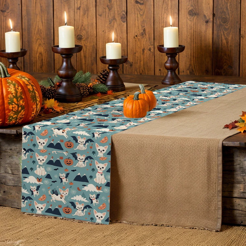 Axyaa Cute Ghost Table Runner: Halloween Wedding Dining Decor and Coffee Table Cloth
