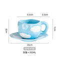 Axyaa Hand-Pinched Ceramic Mug & Saucer Set, Irregular Floral Design, Ins Style Drinkware