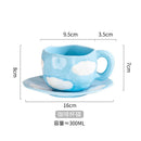 Axyaa Hand-Pinched Ceramic Mug & Saucer Set, Irregular Floral Design, Ins Style Drinkware