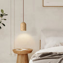 Axyaa Nordic Wabi Sabi Stone Bedside LED Pendent Lamp in Cream Yellow