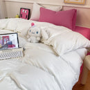 Axyaa Solid Color Cotton 4-Piece Set: Mattress, Bed Sheet, Quilt Cover - Super Soft