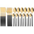Gold Stainless Steel Cutlery Set by Axyaa - 24Pcs Western Tableware Flatware