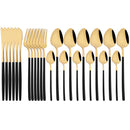 Gold Stainless Steel Cutlery Set by Axyaa - 24Pcs Western Tableware Flatware