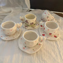 Axyaa 10oz Hand Painted Ceramic Coffee Mug Set with Heart Shape Handle
