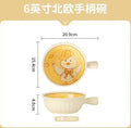 Axyaa Ceramic Noodle Bowl with Handle, Personal Tableware, Soup Plate