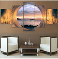 Sunset Ocean View Landscape Canvas Wall Art Decor Print for Living Room by Axyaa.