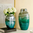 Axyaa Glass Vase: Sea Green Hydroponic Flower Arrangement, Creative Art Home Decoration