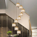 Axyaa Modern Ring Stairs Pendant Light Chandeliers for Living and Dining Room