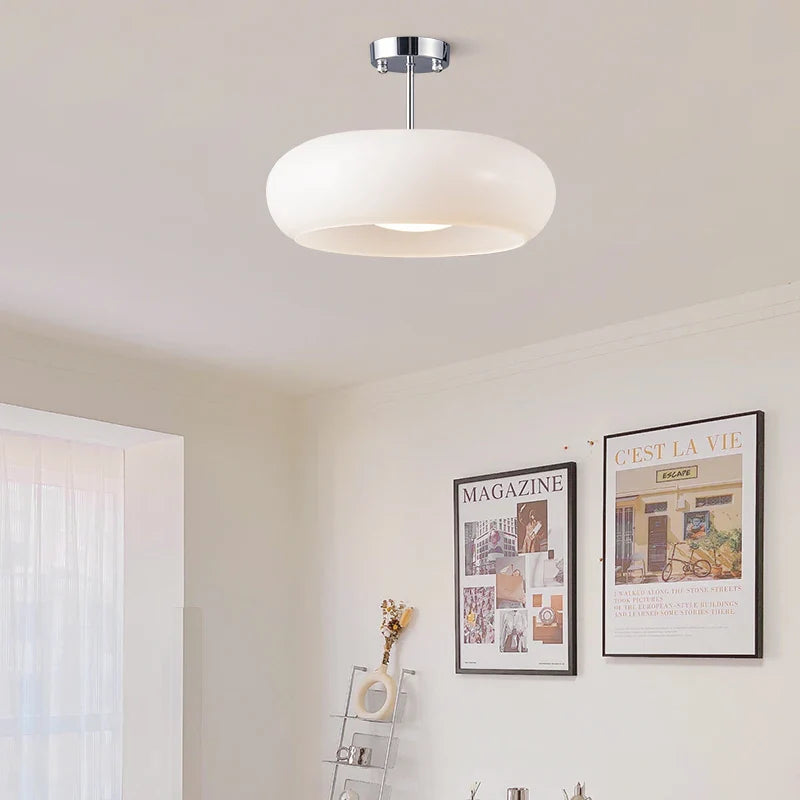 Axyaa Nordic Modern LED Ceiling Lamp with Copper Yellow Glass Lampshade
