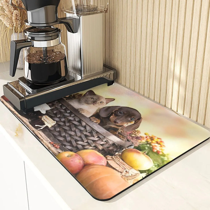 Axyaa Cute Puppy Kitchen Counter Drain Mat Set