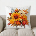 Axyaa Autumn Flowers & Berries Pillow Cover for Sofa, Bedroom, Car