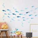 Axyaa Blue Fish Wall Stickers Set for Kids Room Decor
