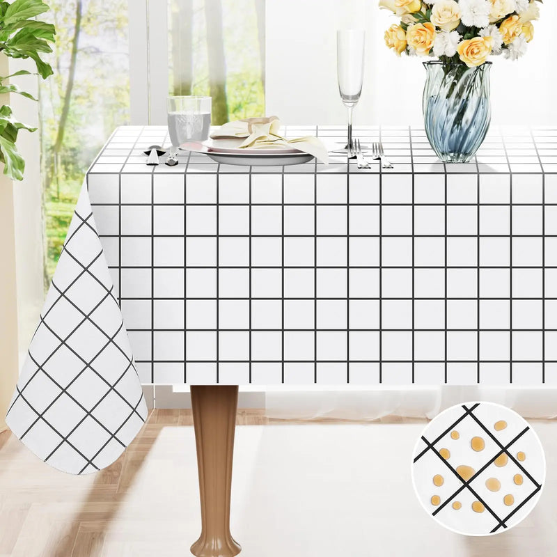 Axyaa Buffalo Flannel Backed Tablecloth: Waterproof, Wipeable, Outdoor, Rectangle Table Cover