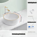 Axyaa Marble Patterned Circular Gold-Edged Ceramic Bathroom Sink