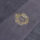Axyaa Blue White Embroidered Cotton Oversized Bath Towel Set