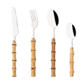 Axyaa Stainless Steel Bamboo Root Handle Cutlery Set for Kitchen Tableware