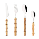 Axyaa Stainless Steel Bamboo Root Handle Cutlery Set for Kitchen Tableware