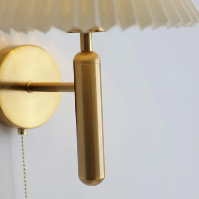 Axyaa White Umbrella Gold Copper LED Wall Lights - Luxury Bedroom Decor