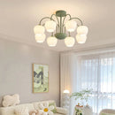 Axyaa Modern Chandeliers - White Green Bedroom Dining Room Loft Ceiling Lamp