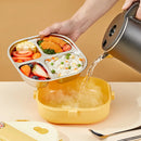 Axyaa Square Stainless Steel Lunch Box Set with Compartments and Leak-proof Design