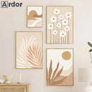 Axyaa Abstract Sun Palm Leaf Daisy Canvas Wall Art Bedroom Decor
