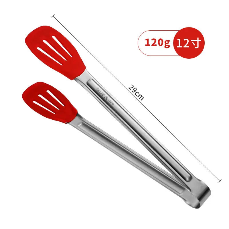 Axyaa Silicone Hollow Head BBQ Tongs for Home Cooking Essentials