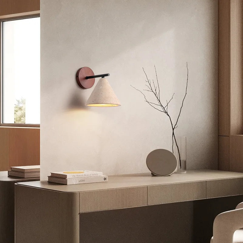 Axyaa Travertine Stone Sconce Wall Lamp with E27 Bulb