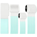Axyaa 24-Piece Black Stainless Steel Cutlery Set Flatware Tableware Silverware Kit