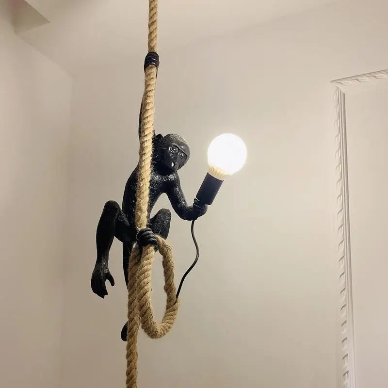 Axyaa Modern Monkey Pendant Light - Resin Animal LED Fixture