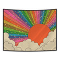 Boho Sun Moon Phase Rainbow Tapestry by Axyaa - Bedroom Decor Bedspread