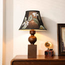 Axyaa Retro Wood Table Lamps with LED, Embroidery Fabric Lampshade for Home and Office