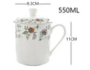 Axyaa Bone  Wake Up Coffee Mug, Flower Tea Cup with Lid