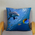 Axyaa Dolphin Ocean Pattern Cushion Cover for Kids Sofa & Home Decor