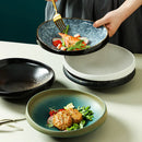 Axyaa 8-inch Ceramic Round Bowl - Thick Edge, Anti-Scald, Retro Design