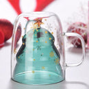 Axyaa Christmas Tree Mug Snow Mountain Glass Cup Xmas Gift Drinkware