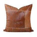 Axyaa Orange Leather Horsehair Stitching Cushion - Modern, Luxurious Square Pillowcase
