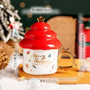 Axyaa Ceramic Christmas Tree Mug with Gold Wind Chime Handle