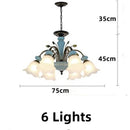 Rustic Ceramic Chandelier with Glass Shade by Axyaa - Kitchen Living Room Lighting