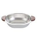 Axyaa Stainless Steel Salad Bowl with Wooden Handle for Children, Outdoor Picnic Tableware