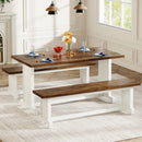 Axyaa 47" Farmhouse Dining Set: Table with 2 Benches, 3-Piece Kitchen Furniture
