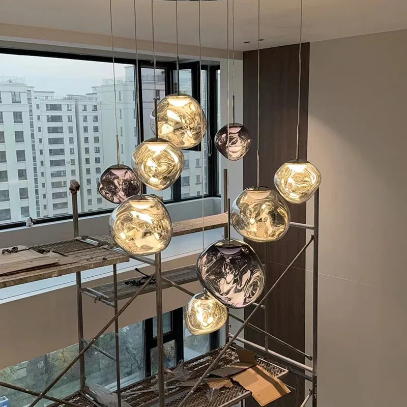 Axyaa Nordic LED Glass Lava Ceiling Pendant Lamp for Modern Indoor Living Room Lighting