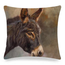 Axyaa Donkey Print Cushion Cover 45x45cm Cute Animals Linen Pillowcase for Home Decor